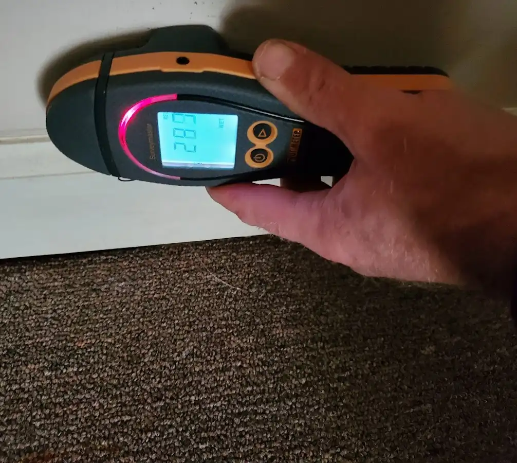 Moisture detection at baseboard during Mold Inspection & Testing in University